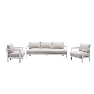 Volvo 3 Pc Outdoor Lounge Setting | White Aluminium